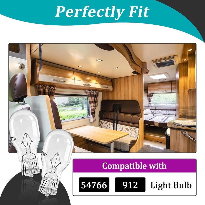 Joworthy 30 Pcs 54766 912 Bulb for Auto RV Marine Camper 12V 21W T15 Replacement 912 Interior Light Bulbs for License Plate Side Marker - Image 5